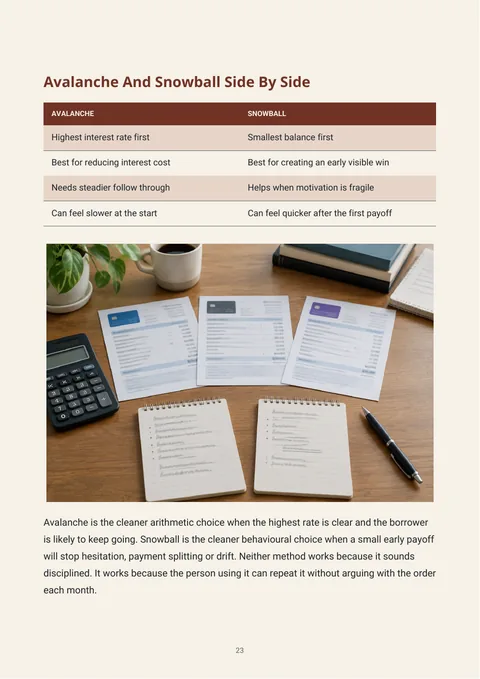 Ebook excerpt comparing avalanche and snowball repayment approaches
